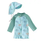 Generisch UV Badebekleidung Baby Badeanzug Mit Sonnenhut UPF 50+ inteiler Badeanzüge Für Mädchen Jungen Neoprenanzug Schwimmanzug Kinder Swimsuit Badekleider Swimming Suit Strand Schwimmen Kleidung