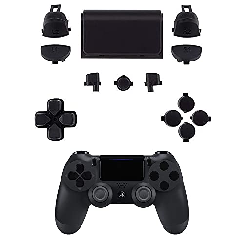 MMOBIEL Austausch-Set für Volltasten, kompatibel mit Playstation 4 (PS4), PS4 Slim, PS4 Pro Dualshock 4 Controller, inkl. Schraubendreher und Öffnungsplättchen, Mattschwarz