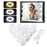 Defvnsy LED Spiegelleuchte, 10 Dimmbar Spiegelleuchte Hollywood, 3 Farben Kosmetikspiegel Badzimmer Spiegel Licht, Schminktisch Leuchte, Make Up Licht