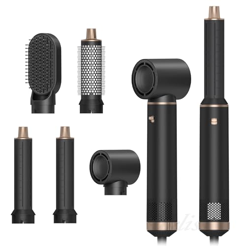 5 in 1 Airstyler 1000W Warmluftbürste Set Haarstyler Rundbürstenföhn, Lockenstab Automatisch, Glätten, Locken,Trockenes Haar