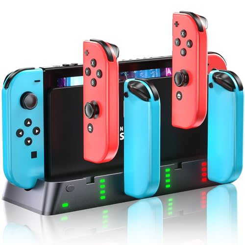 Wenocally Ladestation für Switch-Controller, Kompatibel mit Nintendo Switch Joy Con & Switch OLED Model, Ladestation Kompatibel mit Nintendo Switch, unterstützt 6 Joycons und LED-Anzeige