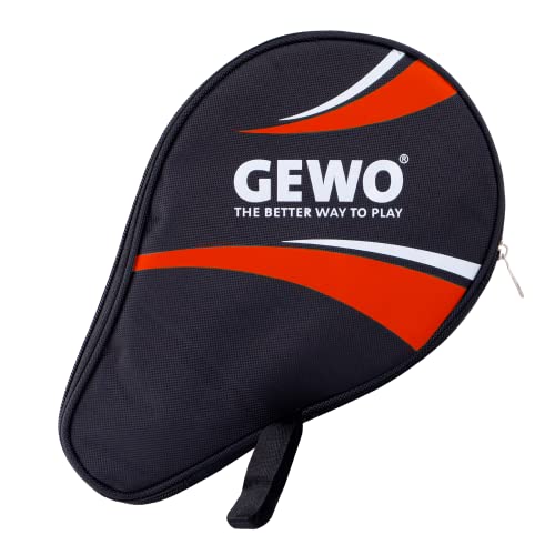 GEWO Rundhülle Master mit Ballfach - Robuste Tischtennisschläger-Hülle für einen Schläger und 3 Bälle - Tischtennis-Tasche mit gepolstertem Schlägerfach - Einzel-Tischtennisschläger-Tasche, 30cm, rot