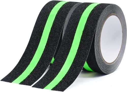 BOMEI PACK 2 Rollen Antirutschband Selbstklebend, im dunklen leuchten Sicherheit Klebeband, 5m * 50mm Anti-Rutsch-Klebeband Fluoreszierendes