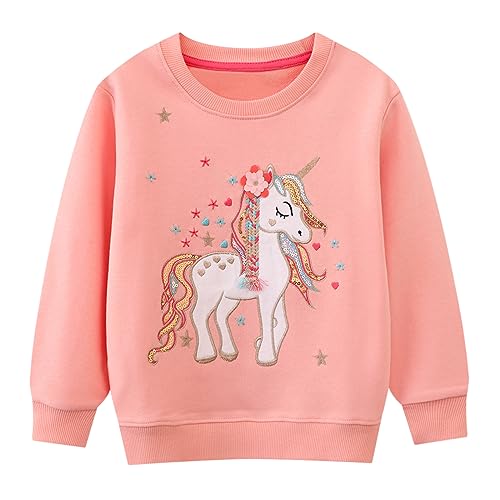 Codkkre Sweatshirt Mädchen Pullover für Kinder Süß Cartoon Sweater Mädchen Langarmshirts aus Baumwolle Alter 2-10 Jahre, 134, Stil 3