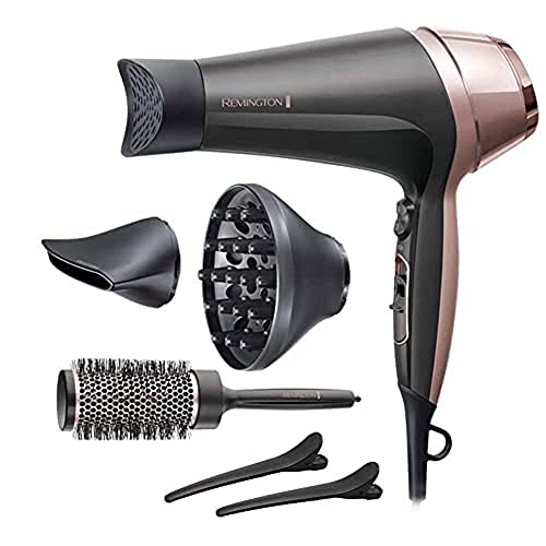 Remington Haartrockner Ionen [Locken & Wellen & Glatt] Curl-Straight (2200W, inkl 3 Stylingaufsätze: konisch & Locken-Stylingdüse & Diffusor, 45mm Rundbürste & Klammern, 3 Heiz-& 2 Gebläsestufen)D5707