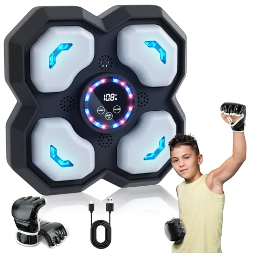 snookids Music Boxing Machine für Kinder - LED Licht Elektronische Boxmaschine mit Boxhandschuhe, Smart Music Punch Sport Geräte mit 9 Geschwindigkeitsmodi, Lautstärkeregelung, Zählmodus