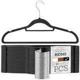 milano home 20 pcs Plastic Hangers milano home Samtgemusterter Rutschfester Kleiderbügel, Rutschfester Kleiderbügel mit Krawatte und Hosenbügel, Garderobenbügel, Schwarz