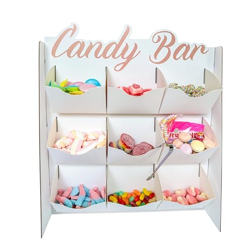 Candy Bar - Süßigkeiten Automat mit 9 Fächern und Zange - Candy Bar Zubehör Hochzeitsdeko Kaugummiautomat - Für Jelly Beans Gummibärchen Weingummi Jelly Fruit