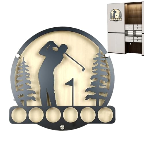 Golfer Wandkunst - Wandmontierter Präsentationsständer Für 6 Golfbälle | Golf-Szene, Wanddekoration, Wandkunst, Golf-Metall-Wandschild Für Wohnzimmer Haus Garten Hotelwand