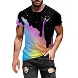 Take Idea Herren Tshirt Farbklecks Drucken Oberteil Mit Rundhals Summer Regular Fit Tops Stretch Material Sportshirt Atmungsaktiv Kurzarm Freizeit Fitness Sweatshirts Mode Streetwear