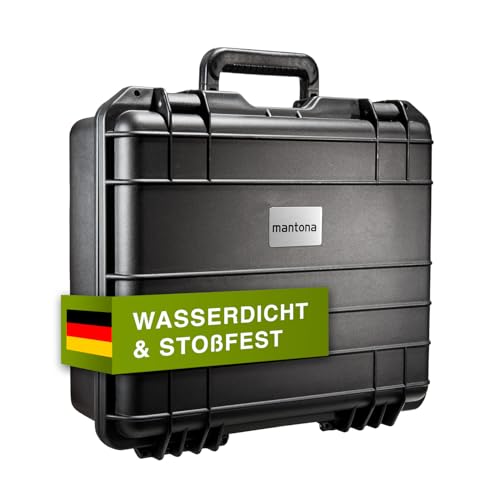 Mantona Outdoor Fotokoffer M - wasserdichter Kamerakoffer 11L, staubdicht & stoßfest, großer Schutzkoffer inkl. 4x Schaumstoffeinlagen, ideal für Gopro, Kamera Objektive & Zubehör (33x28x12Cm)