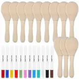 MILISTEN 12 Stück Unvollendete Holz-Maracas Mit Farbstiften Diy-Mini-Holz-Maracas-Rohling Eierstreuer Rassel Orff-Handpercussion-Musikinstrument Für Halloween-Weihnachtsparty-Dekoration