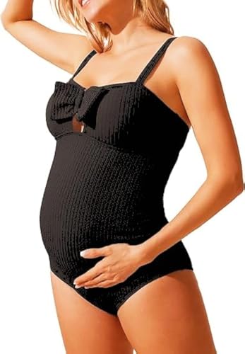 Maacie Schwangerschaft Badebekleidung EIN Stück Kleid Stretch Atmungsaktiv Schwimmbad Party Schwarz XL