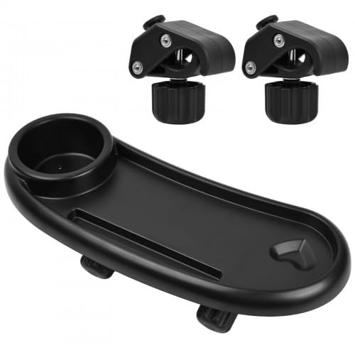 Volumoon Kinderwagen Tablett, 3-in-1 Abnehmbarer Getränkehalter, Starke Qualität mit 2 Einstellbarem Clip, Universelle Snackschale für Kinderwagen, Outdoor, Getränkehalter, Handyhalter