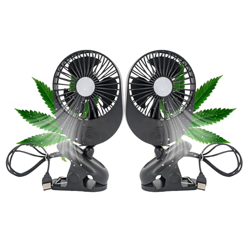 TronicXL 2 Stück Grow USB Ventilator mit Clip Klemme Klemmventilator I Clipventilator für Homebox Growbox Growschrank Secret Jardin GrowPro DiamondBox Zelsius Mars Hydro USB Mini Lüfter