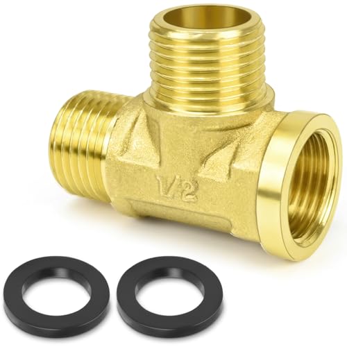 FLEXNOVA T Stück 1/2 Zoll Messing Rohr mit Gewinde, T-Stück G1/2"(Ø20mm) DN15 für Wasseranschluss Verteiler Trinkwasser Geeignet Sanitär Bad Klimaanlage