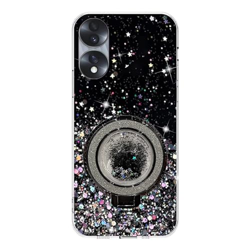 Rnrieyta Miagon Treibsand Ständer Hülle Glitzer für Oppo A58 4G,Cute Dünn Crystal Schutzhülle Weiches Bling Transparent Case Bumper mit Flüssig Halter Kickständer