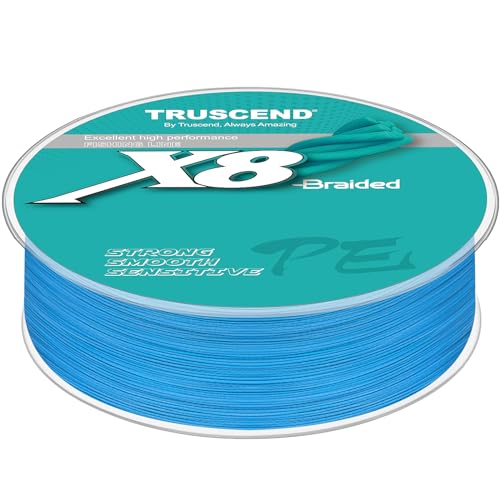 TRUSCEND Geflochtene Angelschnur 8fach, Angelzubehör Angelschnur geflochten glatt und ultradünn, PE Braided Fishing Lines, Angelsehne, Angel Schnur - 40lb/0.28mm/328yds