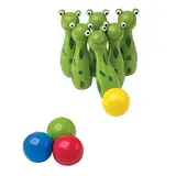 small foot Kegel „Frosch“ aus Holz, mit 6 Kegeln und 4 Kugeln, lustiges Spiel für Kinderzimmer oder Garten, 8166