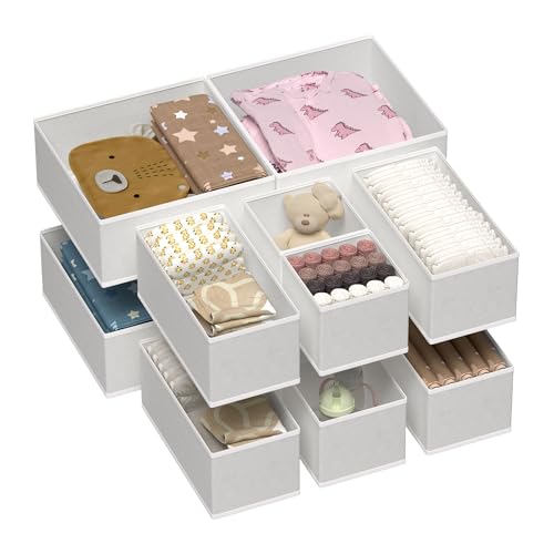 Vtopmart 12 Pack Kleiderschrank Organizer, Faltbare Schrank Organizer Kleiderschrank, Aufbewahrungsbox Stoff für Babykleidung, Unterwäsche, Socken