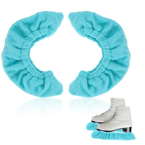 Prasacco 2 Stück/1 Paar Kufenschoner für Schlittschuhe, Elastische Schlittschuhe Kufenschoner 25x8,5 cm Faser Schutzhülle für Damen Herren Hockeyschlittschuhe und Eiskunstlaufschuhe (Blau, Größe L)