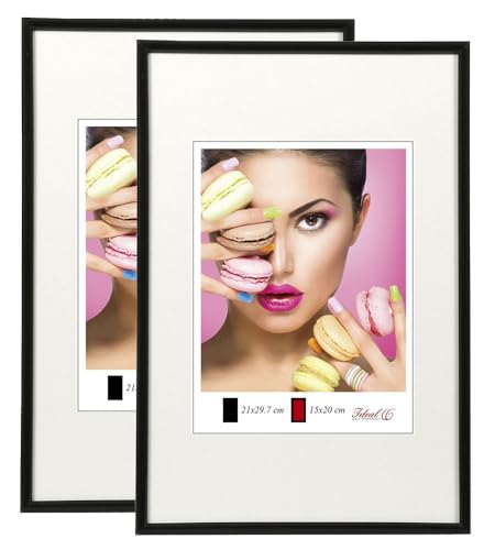 IDEAL TREND 2er 3er 5er Pack Photo Style Set Bilderrahmen Wanddeko Collage Poster Kunststoff Rahmen: Farbe: 2er Pack Schwarz | Format: 30x45