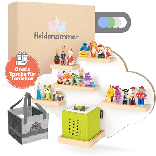 Heldenzimmer - Tonie Regal Wolke Weiß [GRATIS Tragetasche] - Für Toniebox Regal bis 20 Figuren - Tonie Regal Mädchen und Junge - Perfekte Tonie Aufbewahrung im Kinderzimmer