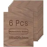 ROWOOD Sperrholzplatte 3mm a3 420x300mm 6Stück Walnuss holzplatte Zuschnitt Nach Maß Unbehandeltes Bastelhölzer Holz für Modellbau Laserschnit Laser Gravur Holz Brennen Malerei CNC