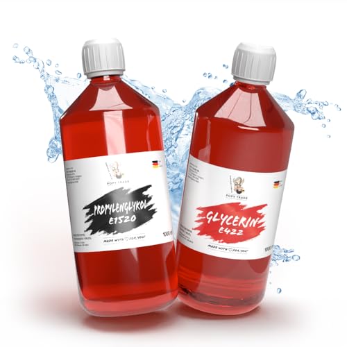 POPY TRADE pflanzliches Glycerin VG E422 & Propylenglykol PG E1520 I 99,5% Pharmaqualität I Ideal für Diffusoren, Vernebler & Nebelmaschinen sowie Hautpflege & DIY-Projekte