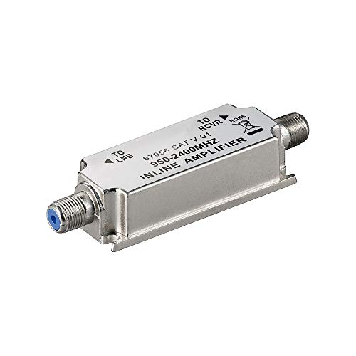 Goobay 67056 SAT-Antennenverstärker 950 MHz, 2400 MHz, Strecken-Nahverstärker zur Anhebung von Signalen, 1 Stück