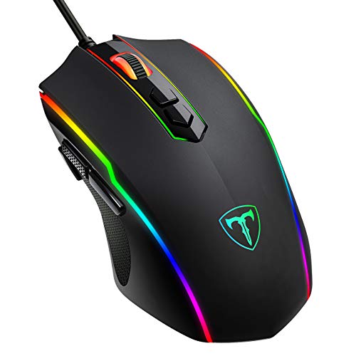 RGB Gaming Maus,Vollion Gamer Maus mit 8 Programmierbare Tasten 7200DPI/RGB-Beleuchtung/Anpassbare Spielprofile,USB-Wired mit ergonomisches Design für MMO, MOBA oder FPS Games für PC/Mac