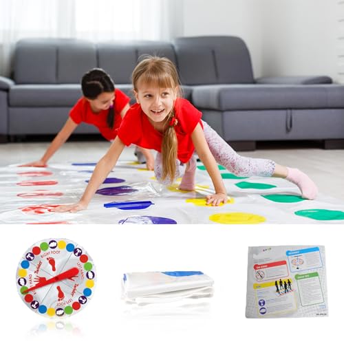 Twister Spiel für Kinder & Erwachsen, Twisting Spiele Ab 6 Jahre, Kindergeburtstag Spiele Bodenspiel mit Spielmatte, Gartenspiele, Partyspiele, Familienspiel, Lustiges Spiel Für Drinnen Und Draußen