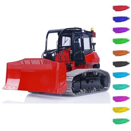 wheelfun 1/14 RC Hydraulische Planierraupe Modell Metall für AOUE 850K lackiert zusammengebaut RC Construction Dozer Modell Licht Sound schwarz rot Constraction Fahrzeug für Erwachsene Hobby