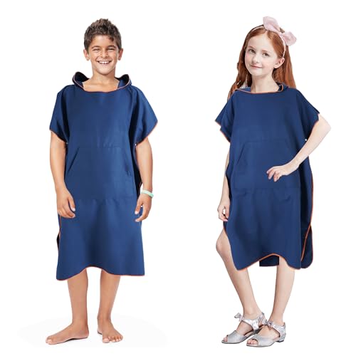 Badeponcho Damen& Herren,Poncho Handtuch,Mikrofaser-Surf Poncho, Badeponcho Handtuch, aus Mikrofaser auch als Umkleidehilfe Strand (Kids)