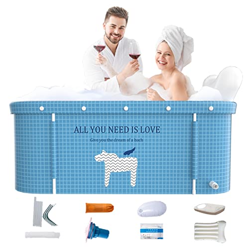 Tragbare faltbare Badewanne mit Abdeckung für Erwachsene, 120cm Familie SPA Badewanne für Badezimmer, verdickte mehrschichtige Badewanne mit Deckel für Duschkabine, 120cmx55cmX52cm