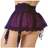 BH Damen Ohne Bügel Push up BH Bra Frauenkleid reizvolle Unterwäsche Plus Größe Verband Strumpfschutz Hosenträger Hosenträger Gürtel Spitze Mesh weibliche Rock Unterwäsche Dessous (Purple, S)