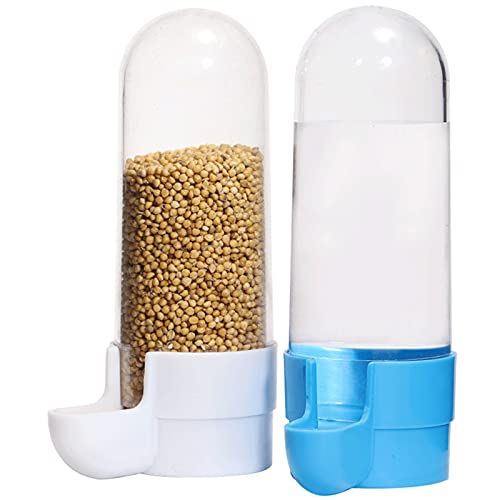 Vögel Automatischer Wasserspender, Futterspender Vogel Wasserspender, Papageien Tränke, für Ziervogel, Papagei, Taube (2 Stück) (Weiß und blau)