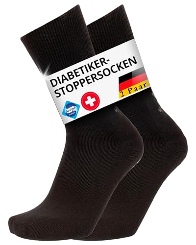 Tiedtke-Medical Diabetikersocken Herren & Damen Stoppersocken, Diabetiker Socken ohne Gummibund, Diabetiker Socken Antirutsch, Patentierte Sanitized® Rutschfeste Socken - 2 Paar