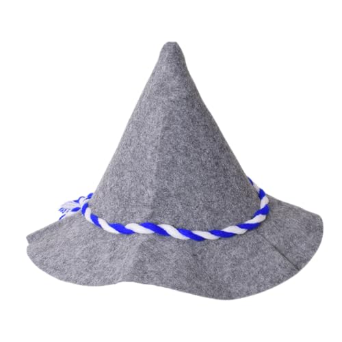 TE-Trend Seppelhut Filzhut Trachtenhut - Blau-Weiße Kordel, Ideal für Oktoberfest, Volksfeste, Wiesn, Hüttengaudi, Traditionelles Herren Outfit grau