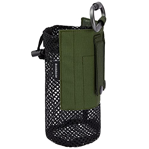 Bassdash Tactical Molle Wasserflasche Beutel mit Karabiner faltbar Mesh Flaschenhalter für Reisen Angeln Jagd Wandern Outdoor-Aktivitäten