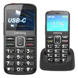ukuu Seniorenhandy ohne vertrag mit Ladestation 2,3 Zoll USB-C Tastenhandy ohne Vertrag mit großen Tasten GSM Mobiltelefon SOS Notruftaste Tasten Handy für Senioren Schwarz