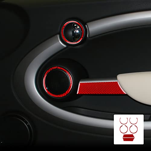 KUNGKIC Kohlefaser Carbon Fiber Autotürgriff Dekorative Aufkleber Innenraum Car Door Handle für Mini Cooper Hardtop R56 Clubman R55 R57 Zubehör accessories Teile 2008 2009 2010 Rot