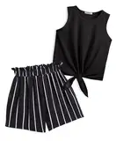 Arshiner Mädchen Tanktops mit Shorts Set Kinder Sommer Bekleidungssets Lässige Mode Ärmelloses T-Shirts Kleidung Sets für Mädchen 11-12 Jahre