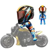 Qurygin Motorradmodell verwandeln, Motorradpuppe verwandeln | Verwandelnde Puppen-Actionfiguren, Q-Version-Sammelfiguren, Motorradfahrer-Transformationsspielzeug mit beweglichen Gelenken