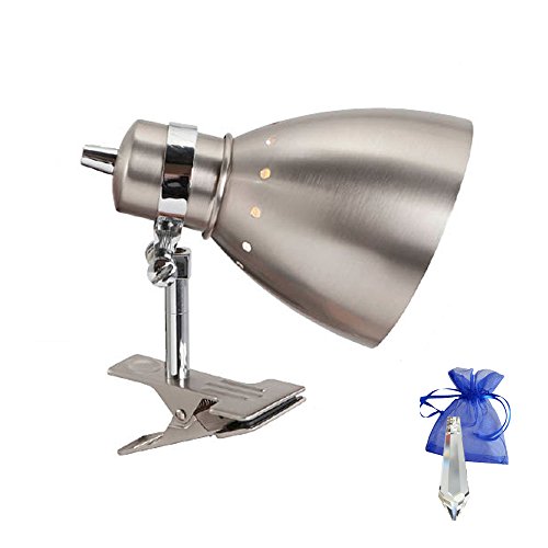 Klemmstrahler Silber matt mit E27 Fassung 230V Klemmlampe 6827ST Klemmleuchte Industrial Leselampe Industrie Design für LED und Glühlampe + Give-Away