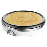 Cecotec Crepesmaker Fun Crepestone XL INOX. 1350 W, Edelstahl, Platte mit antihaftbeschichtung und abnehmbar, Einstellbarer Thermostat, Rolle und Spatel inklusive, 38 cm