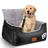 Hunde Autositz, 55x30x30cm, 1 Ansteckbare, Verstellbare Sicherheitsleinen, Auto-Hundebett für 2 kleine Hunde, komplett Abnehmbarer und Waschbarer Autositz für Haustiere mit 2 Aufbewahrungs