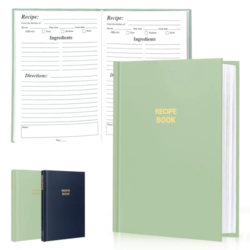 Perfect Blank Recipe book - Write In Your Own Recipes,Organize Your Recipes- Waterproof Cover and 186 Blank Pages Recipe Notebook (spring green)