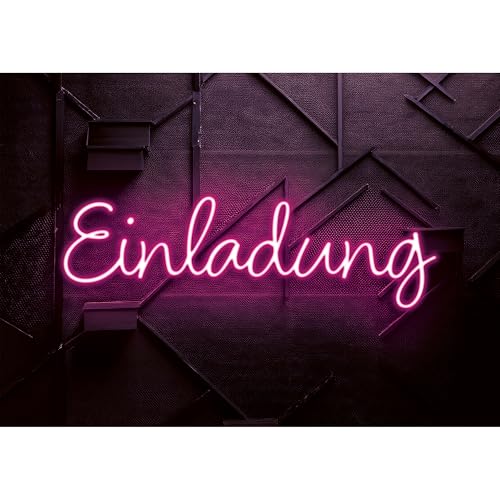 Moosthaler 12x Neon Einladungskarten Kindergeburtstag Mädchen - Stylishe Einladung zum Geburtstag im Neon Schriftzug Stil - Einladungskarten Geburtstag - Party Geburtstagseinladungen