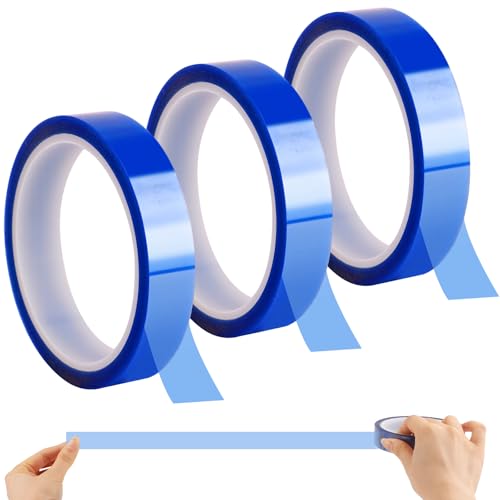 3 Rollen Hitzebeständiges Klebeband, Sublimation Klebeband, Hohen Temperaturen Klebeband Polyimid Nickelband Hitzeschutzband Elektronik Isolierband für Elektronische Leiterplatten(Blau 20mm × 33m)